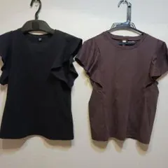 フリル袖 半袖Tシャツ 2色セット