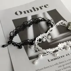 【No.101】Bデザイン合金 布 他素材 ホワイトビーズエキゾチックチョーカー