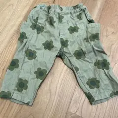 カーキ色 花柄 ポケット付きパンツ 95cm未満