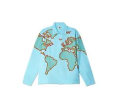 世界地図プリント 長袖シャツ 2301