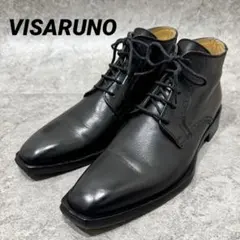【極美品】VISARUNO 26.5 ショートブーツ　レザー　レースアップ　黒