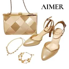 【AIMER】結婚式お呼ばれセット バッグ パンプス ネックレス ブレスレット