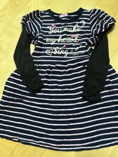 メゾピアノ 130cm 長袖ワンピース ボーダー