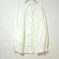 グローブ 長袖シャツ 白色　バンドカラー　ゆったりシルエット　Lのサムネイル