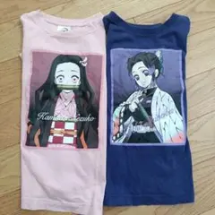 鬼滅の刃 Tシャツ130✕２枚セット 竈門禰豆子 胡蝶しのぶ