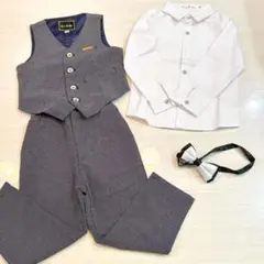 ❤️未使用❤️スーツ男の子 4点セット 長袖シャツ ベストハーフパンツ 蝶ネクタイ