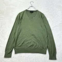 バナナリパブリック/L/緑/Vネックニット/長袖/シルク混/春秋冬/カジュアル