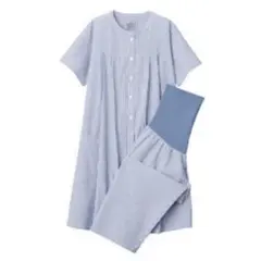 無印良品　マタニティパジャマ　ストライプ　青　ブルー