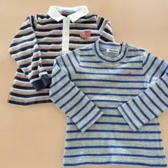 familiar ストライプ長袖カットソー　2枚セット　ポロ　ポロシャツ 100