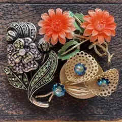 ヴィンテージブローチセット ※難あり フラワーモチーフ