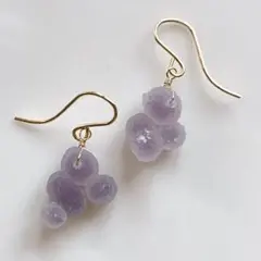 希少✧グレープアゲートピアス✧14kgf