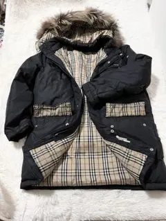 [良品]BURBERRY BLACK LABEダウンジャケット ラビットファー