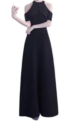 パーティードレス ロング XLサイズ ブラック ホルターネック