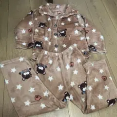 クマと星柄フリースパジャマ上下セット