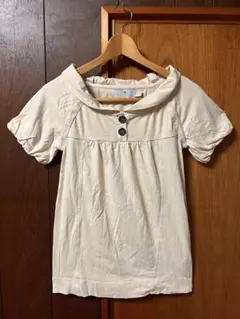 【美品】stella mccartneyアイボリー襟付き Tシャツ ベージュ半袖