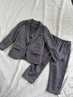 グレー系チェック フォーマルスーツ 3点セット120cm