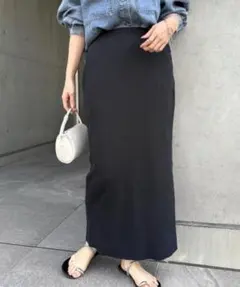 セルフカットリブロングタイトスカート