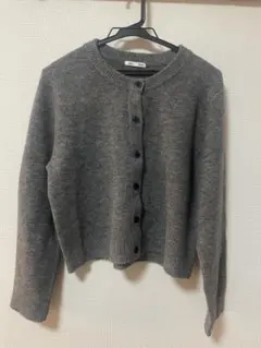 GU パフニットクルーネックカーディガン　グレーXL