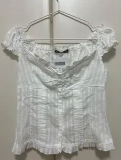 ホワイトレースフリルブラウス