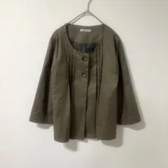 シンプリシテェ SIMPLICITE ☆ノーカラー ジャケット ☆ ベージュ☆Ｍ
