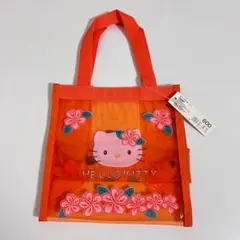 【タグ付き未使用】ハイビスカス キティ 平成レトロ ビニール トート オレンジ
