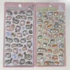 ボンボンドロップシール　モルモット&ウサギ　ネコ　3D ぷっくりシール