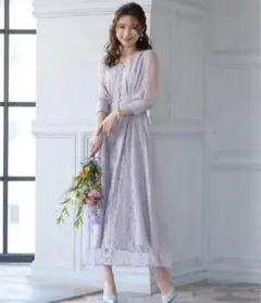 レース マキシドレス ラベンダー