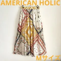 【新品】アメリカンホリック　パネル柄ロングスカート　花柄　インド綿　Mサイズ