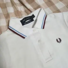 銀バッチフレッドペリー/ラフシモンズMade in England 白ポロシャツ 