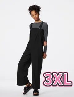 GU タックサロペットパンツ　ブラック