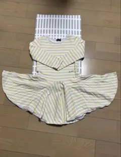 BeBe 130cm ストライプ フレアワンピース