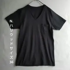 【エヌ ハリウッド】Vネックポケット付Tシャツ ダークネイビー 日本製　36