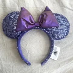 紫色スパンコールミニーマウス耳カチューシャ