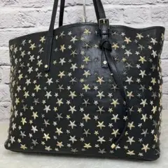 ジミーチュウ✨サシャ スタッズ 星 スター A4 本革 レザー トートバッグ 黒