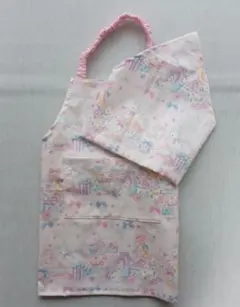 キッズエプロン ユニコーン柄 ピンク