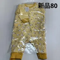 新品キルト生地ロンパースイエロー80cmひつじ