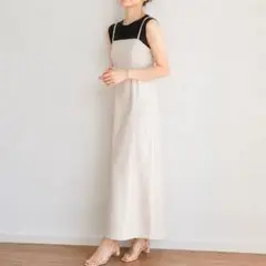 アンデミュウ キャミワンピース ロング丈 ベージュ F 長さ調整可 レディースのサムネイル