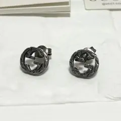 【美品】GUCCI グッチ インターロッキングG スタッドピアス シルバー