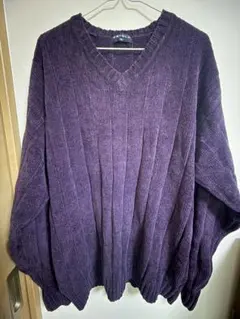 オーバーサイズ パープル Vネック ニット
