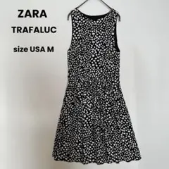 ZARA TRAFALUC ワンピース ノースリーブ ダルメシアン柄 黒 白
