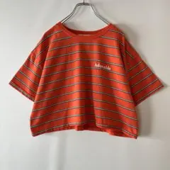 Cutie Blonde ショート丈 ボーダーTシャツ 刺繍 オレンジ Lのサムネイル