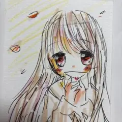 新作。手描きイラスト。ハガキサイズ。ラブレターを持ってる女の子