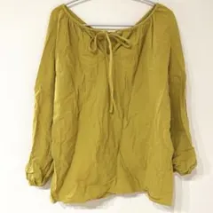 LAUIR ボリュームスリーブバックリボンブラウスMサイズマスタード