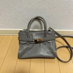 RODANIA グレー レザー ショルダーバッグ