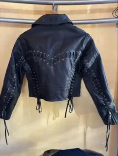 MOUSSY レースアップ&刺繍山羊革ダブルライダースジャケット　フリーサイズのサムネイル