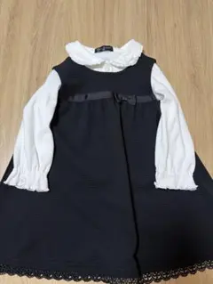 【90】黒　フォーマルワンピース 襟付き 入園式 結婚式