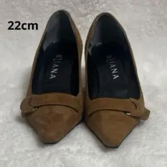 DIANA スエード調パンプス ブラウン ポインテッドトゥ　22cmヒール7cm
