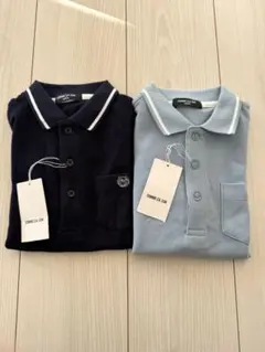 COMMECAISM ライトブルー　ネイビー　ポロシャツ 120A 2点セット