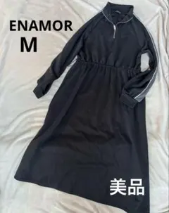 ハーフジップ ジャージワンピース トラック ライン