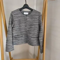 ツイード ノーカラージャケット